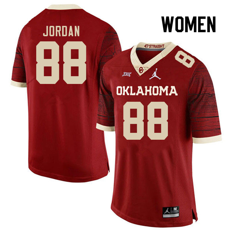 Women #88 Jacob Jordan Oklahoma Sooners College Football Jerseys Stitched-Retro